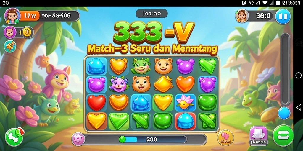 Tampilan gameplay seru dari 333V dengan elemen Match-3.