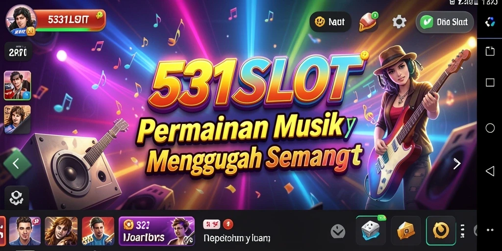 Tampilan gameplay <strong>531SLOT</strong> yang penuh warna dan energetik.