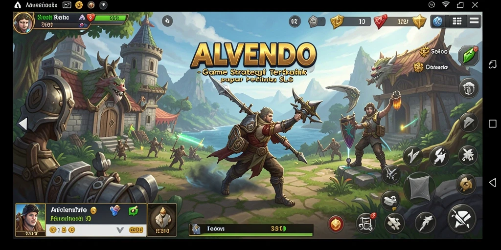 Screenshot utama menampilkan pertempuran epik dalam gameplay SLG.