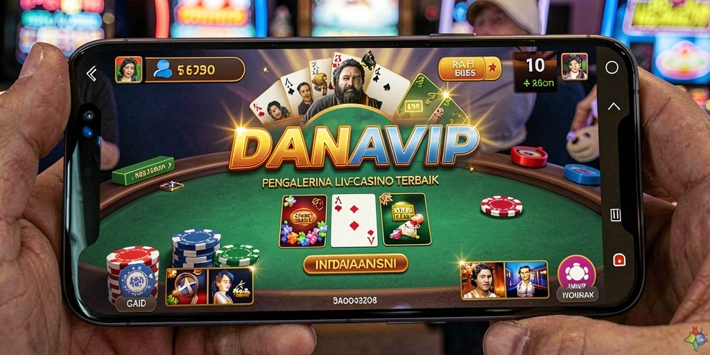 Screenshot gameplay <strong>DANAVIP</strong> yang menampilkan dealer langsung dan permainan menarik.