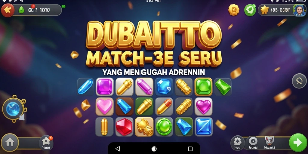 Tangkapan layar gameplay DUBAITOTO yang penuh aksi Match-3.
