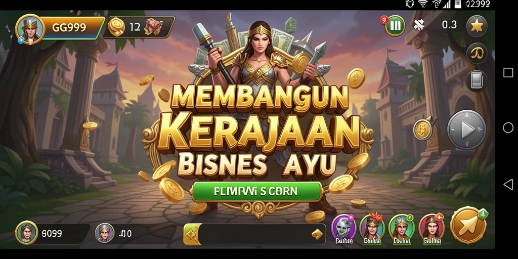 Screenshot utama GG999 menampilkan gameplay seru dalam membangun kerajaan bisnis.