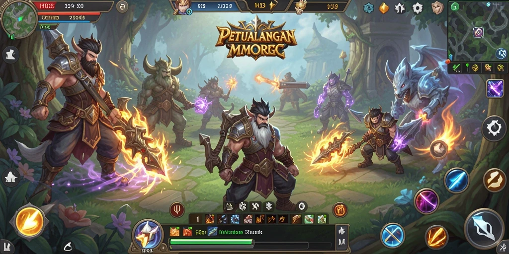 Tangkapan layar H03 menampilkan pertempuran epik dalam dunia MMORPG.