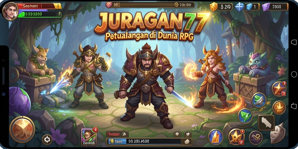 Tampilan gameplay menegangkan dalam JURAGAN77 saat bertarung melawan musuh.