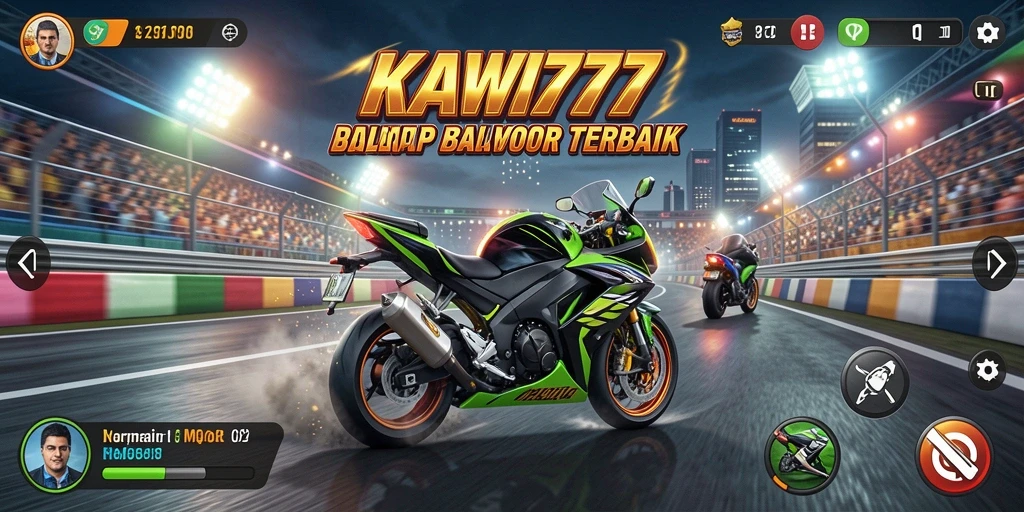 Gameplay KAWI777 yang intens dan mengasyikkan dalam balapan motor.