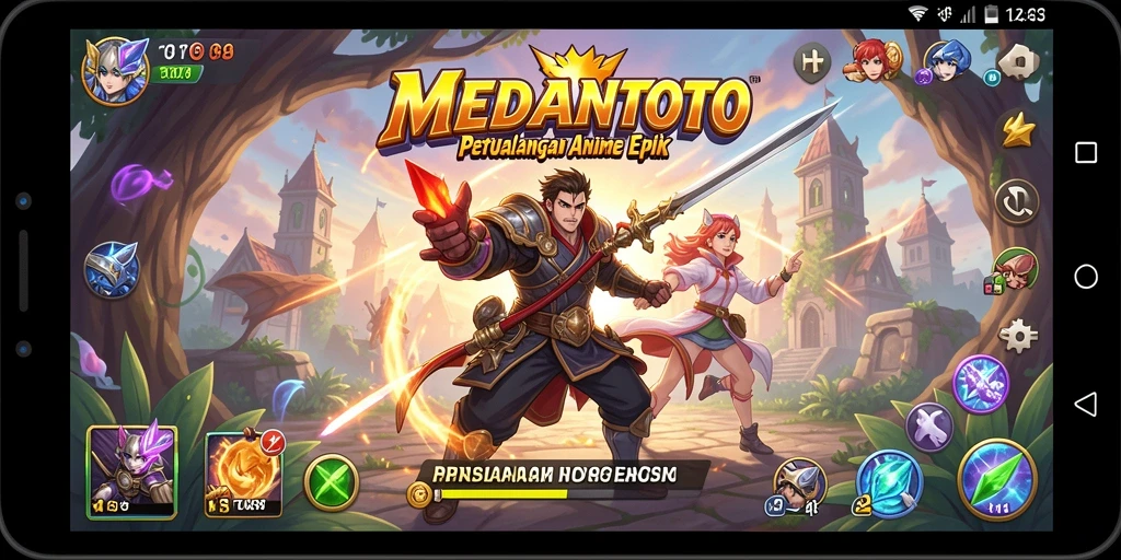 Tampilan gameplay <strong>MEDANTOTO</strong> dengan karakter anime yang dinamis dan pertarungan seru.