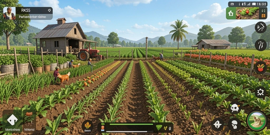 Gameplay seru RK55 dengan aktivitas pertanian interaktif.