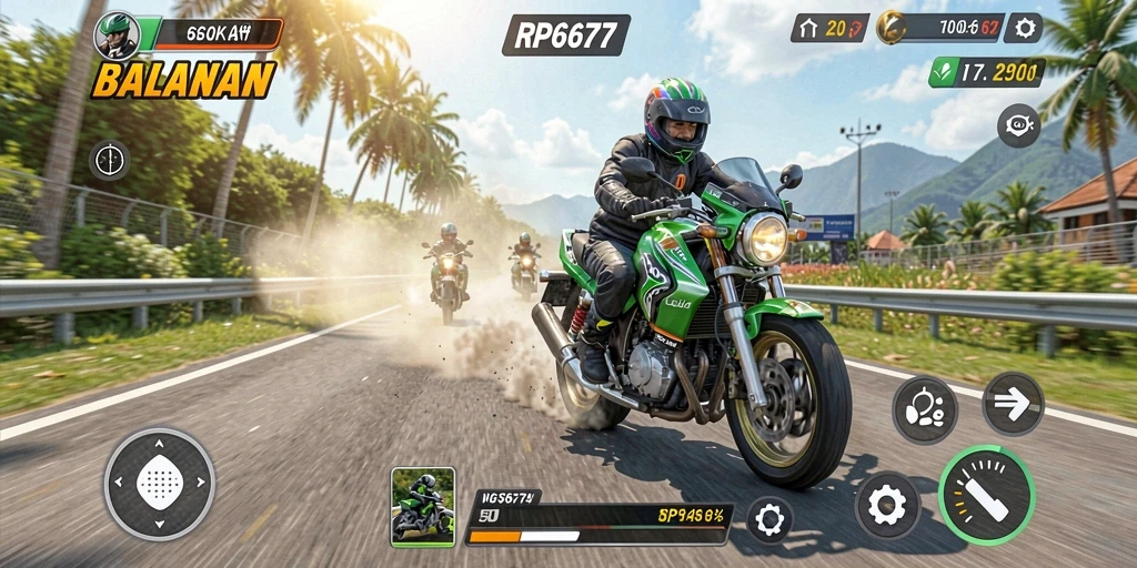 Gameplay seru balapan motor di RP6677 yang memacu adrenalin.