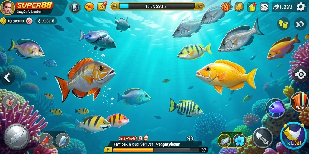 Screenshot memperlihatkan aksi seru menangkap ikan di SUPER88.