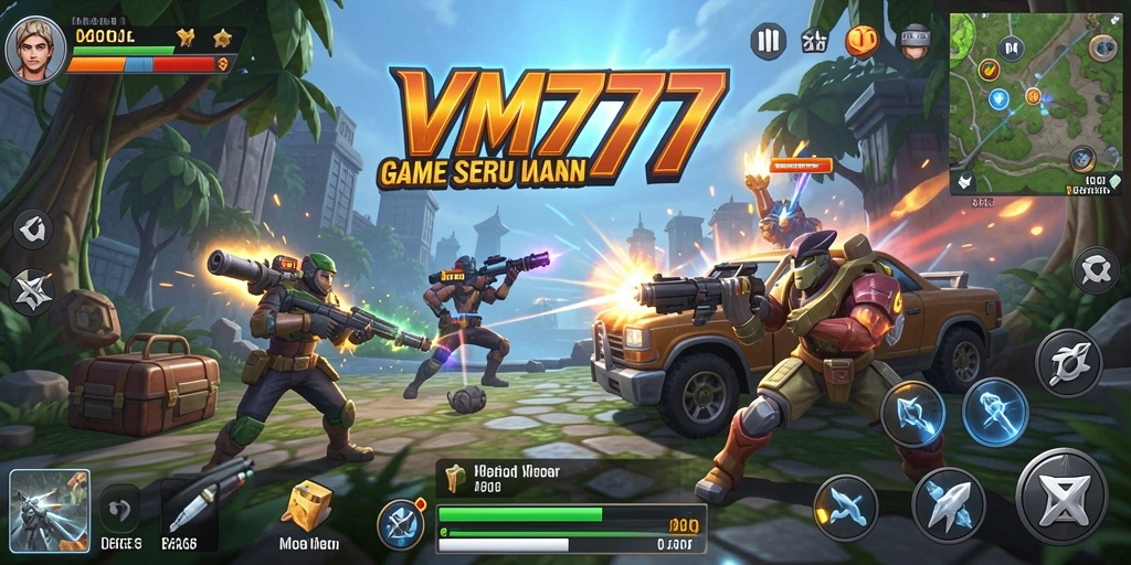Tampilan gameplay VM777 menampilkan karakter lucu dan level penuh warna.